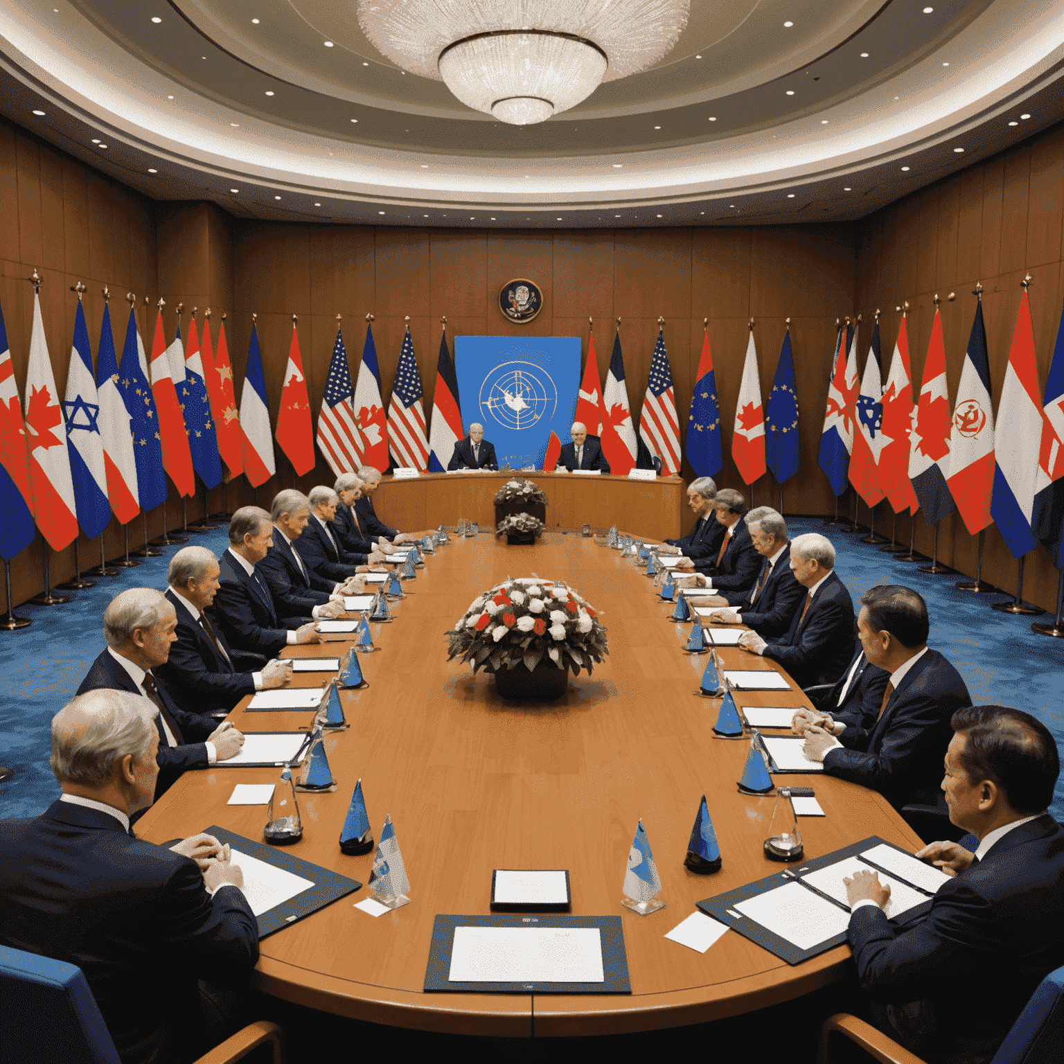 World leaders gathered at an international summit to discuss geopolitical issues